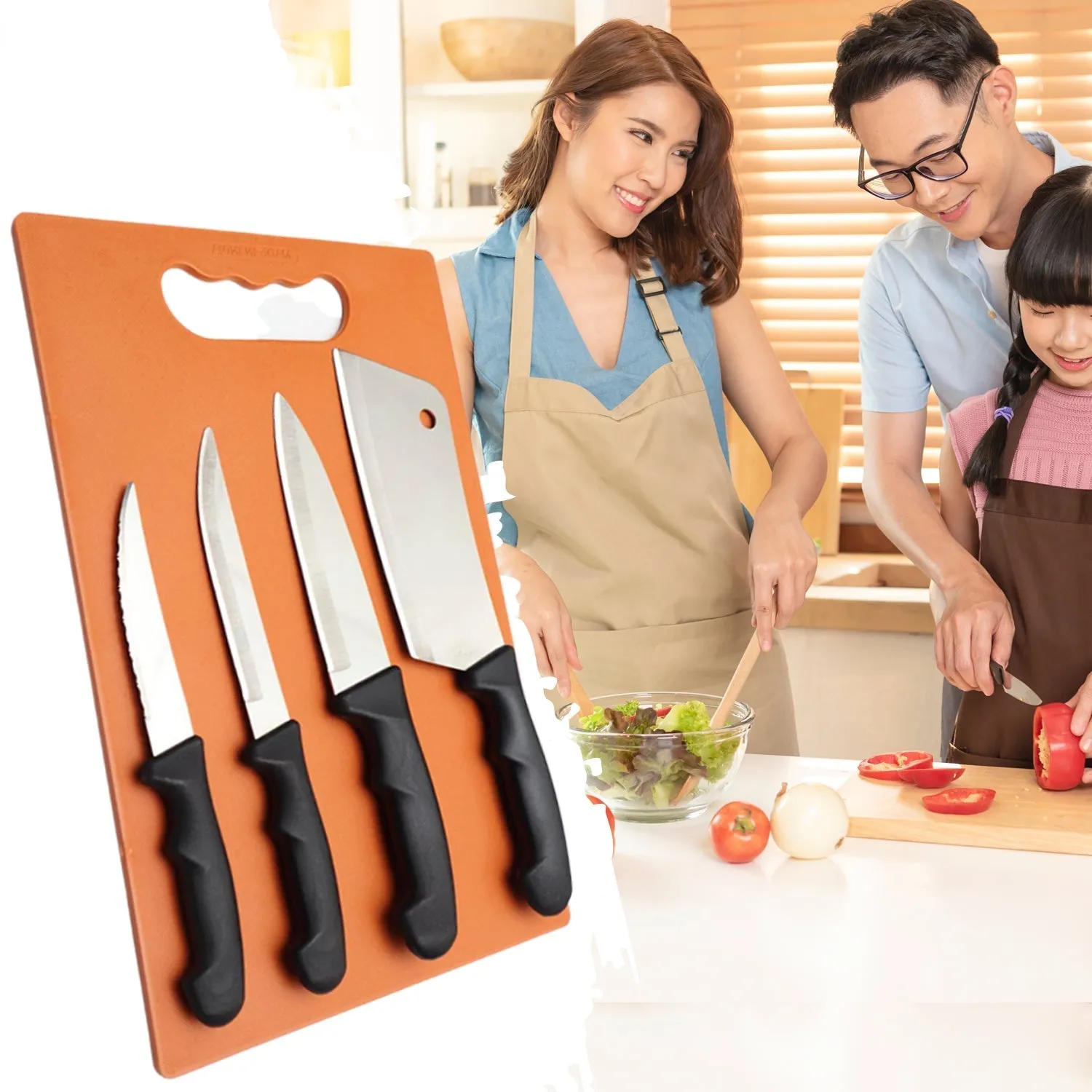 2572 Chopping Board with Knife Set (Pack of 5)