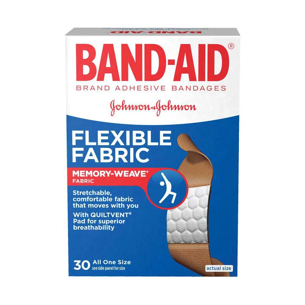 Band-Aid 004431 Flexible Fabric Adhesive Bandage. Box of 30