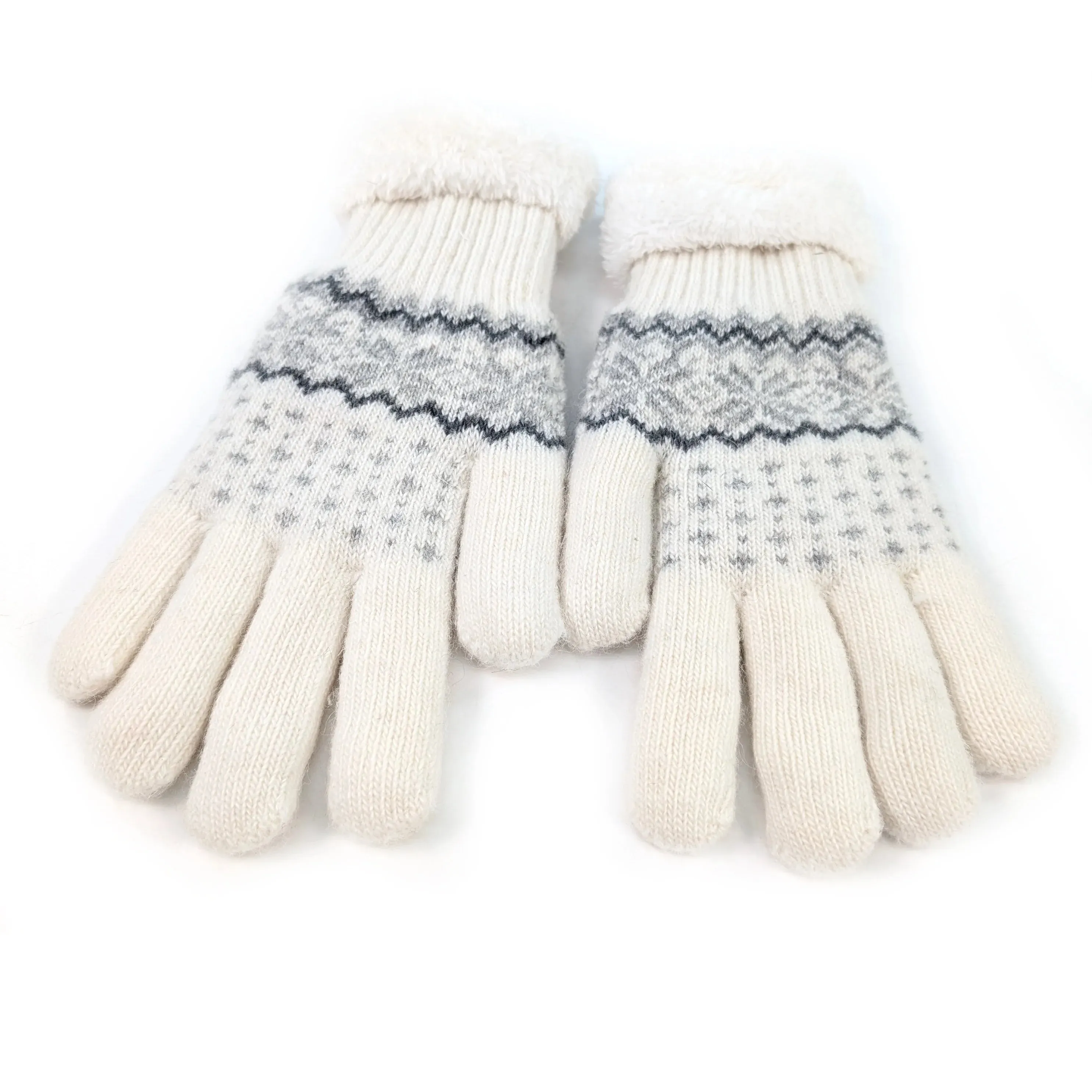 Black Ginger White Flulffy Nordic Gloves - 800-629