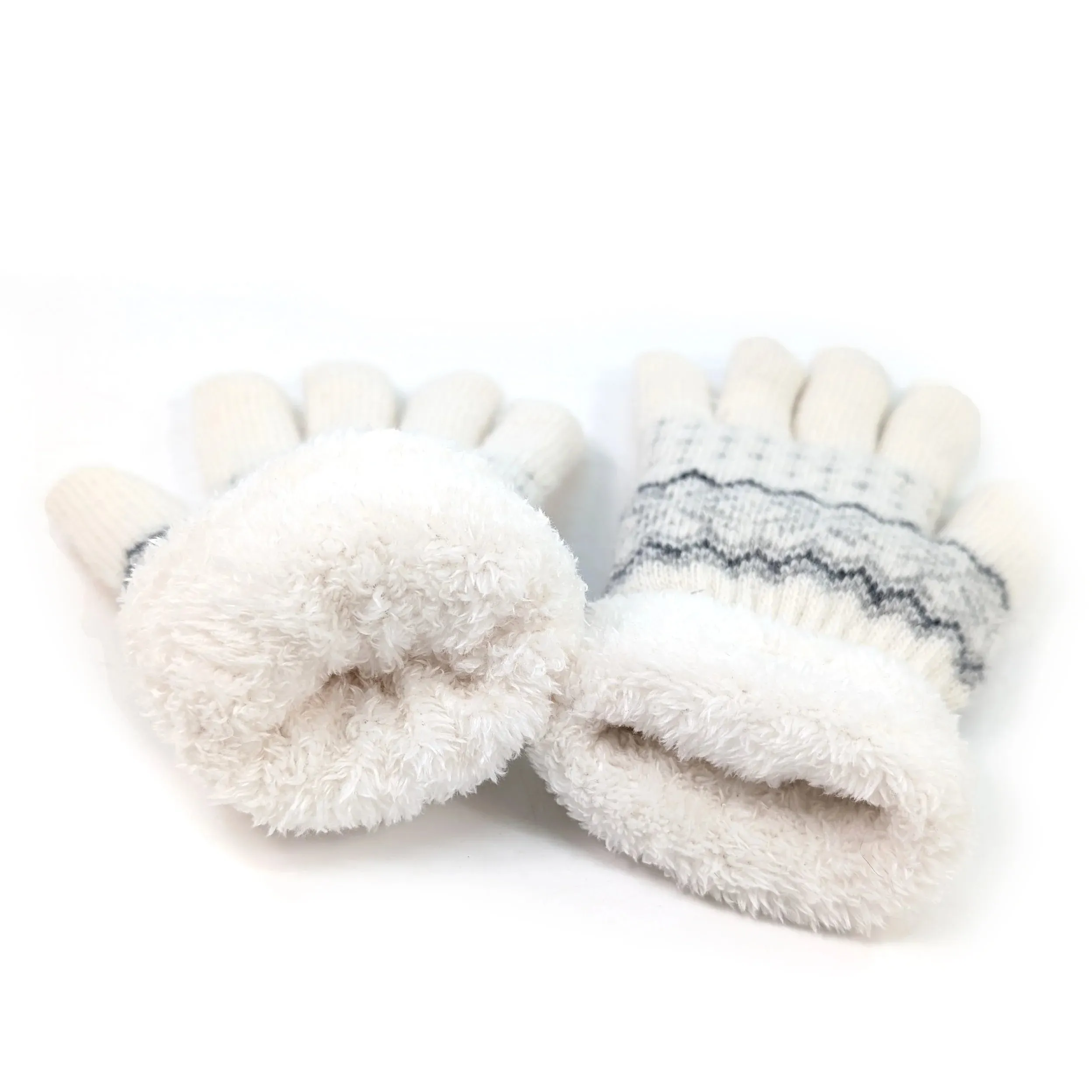 Black Ginger White Flulffy Nordic Gloves - 800-629