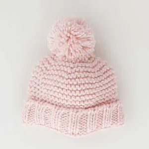 Blush Pink Garter Stitch Beanie Hat