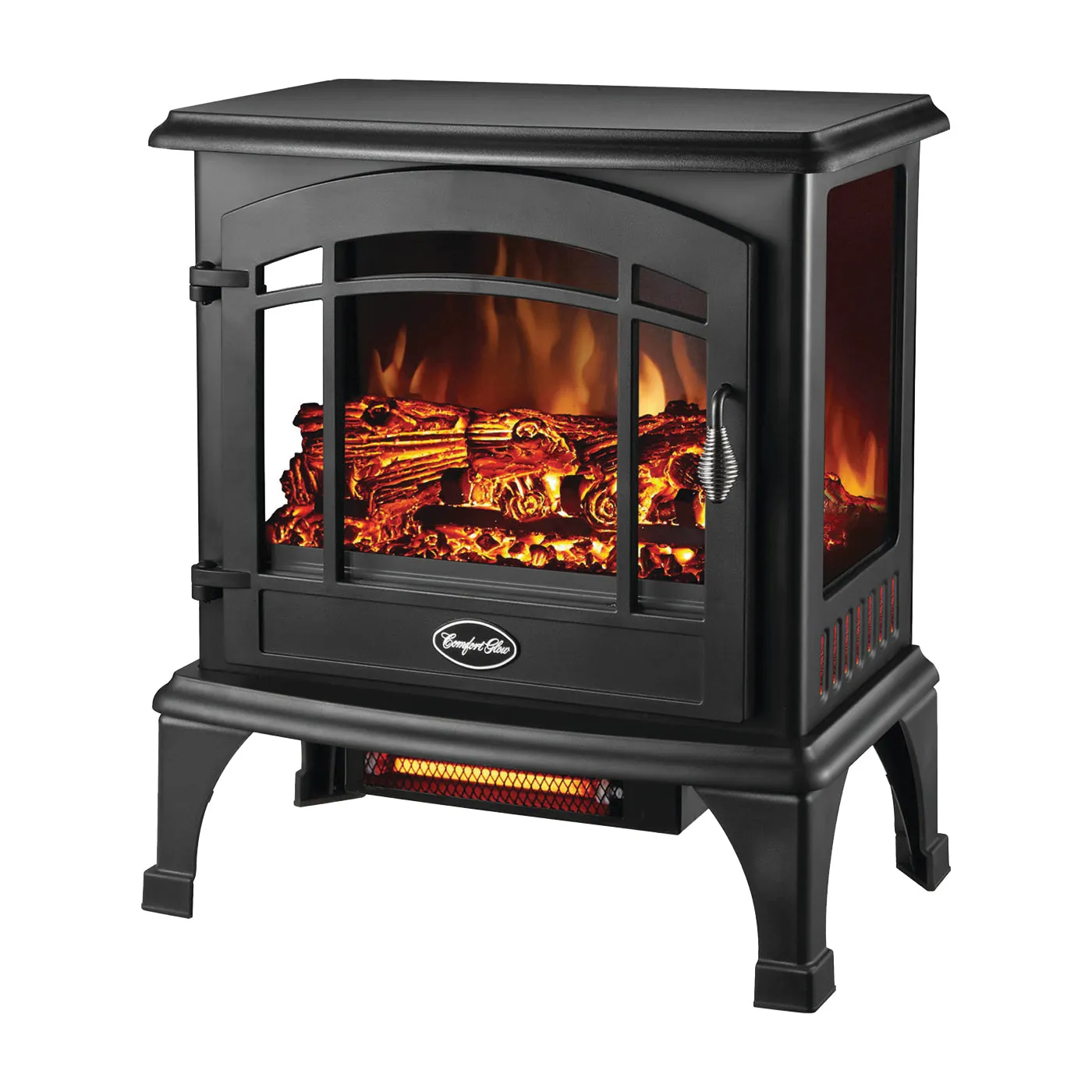 Comfort Glow EQS5140 Electric Stove, 120 V, Thermostat Control, Steel, Black