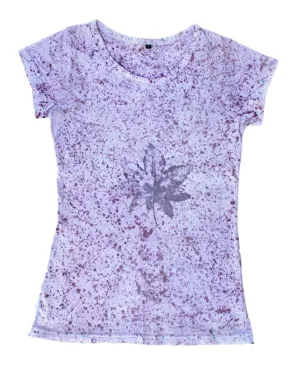 Eco Printed Organic Cotton T-Shirt- Lilac Splatter