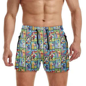 Stained Glass Characters Men's Quick Dry Athletic Shorts