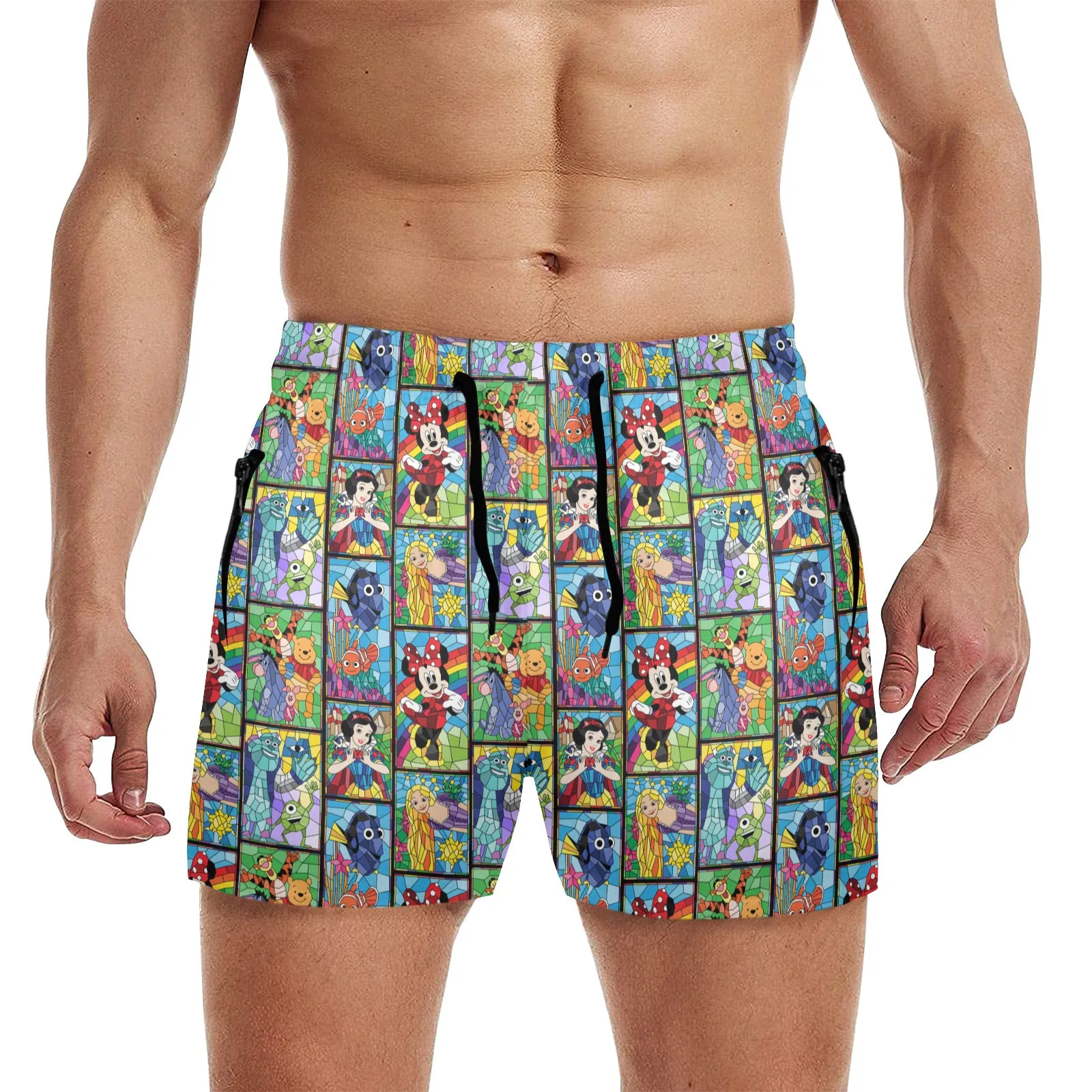 Stained Glass Characters Men's Quick Dry Athletic Shorts