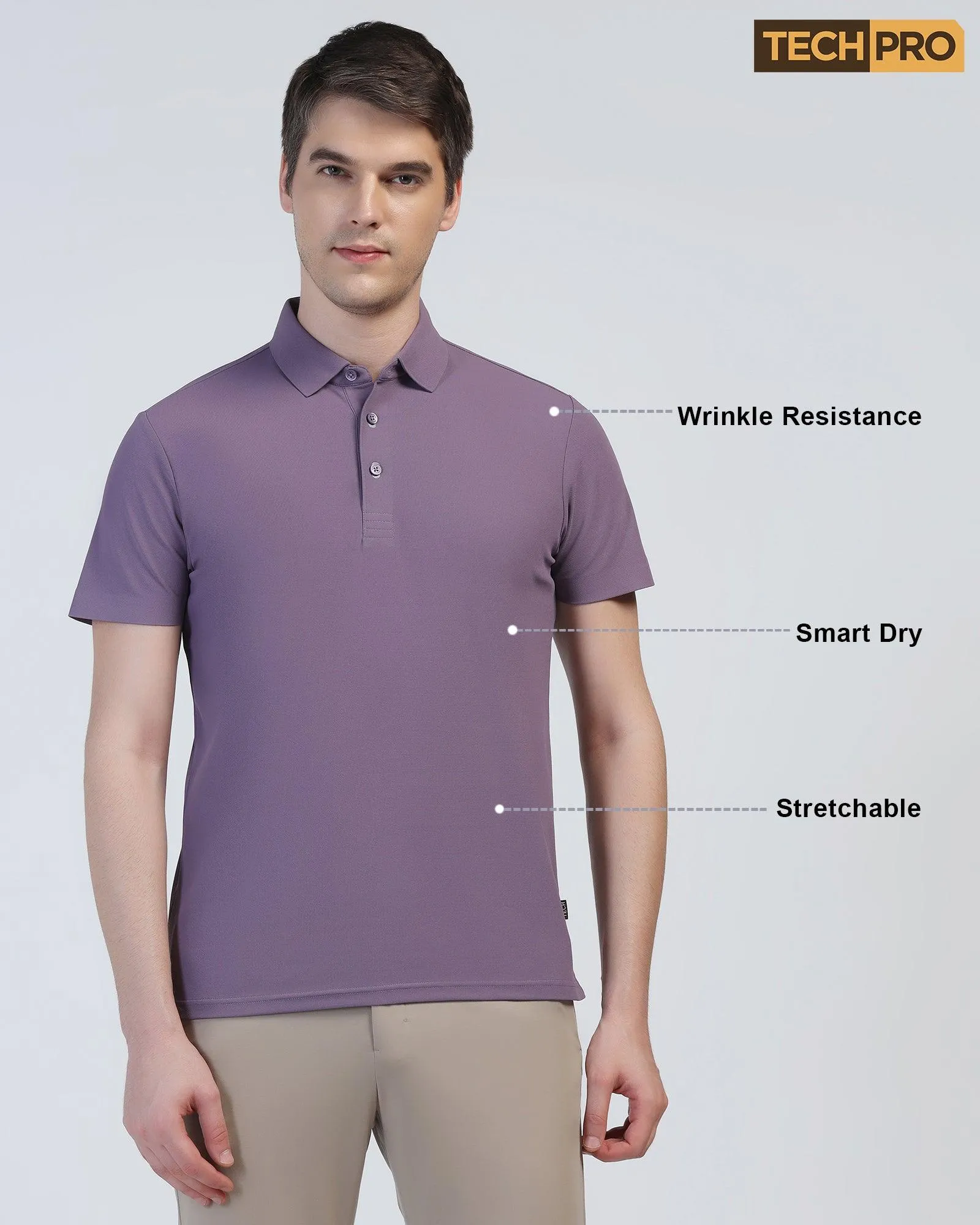 TechPro Polo Mulled Grape Solid T-Shirt - Carol