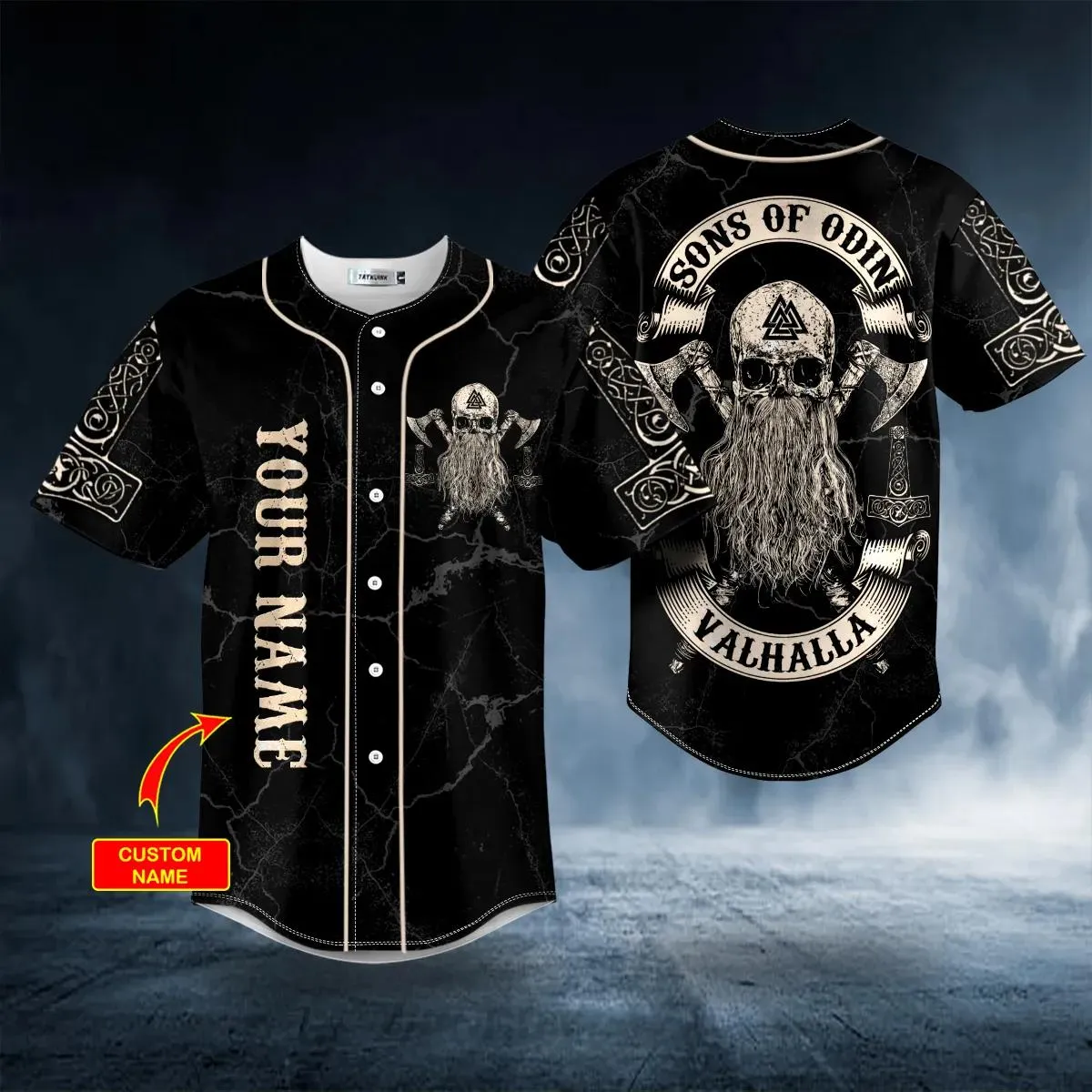 Viking Son Of Odin Till Valhalla Custom Name Baseball Jersey