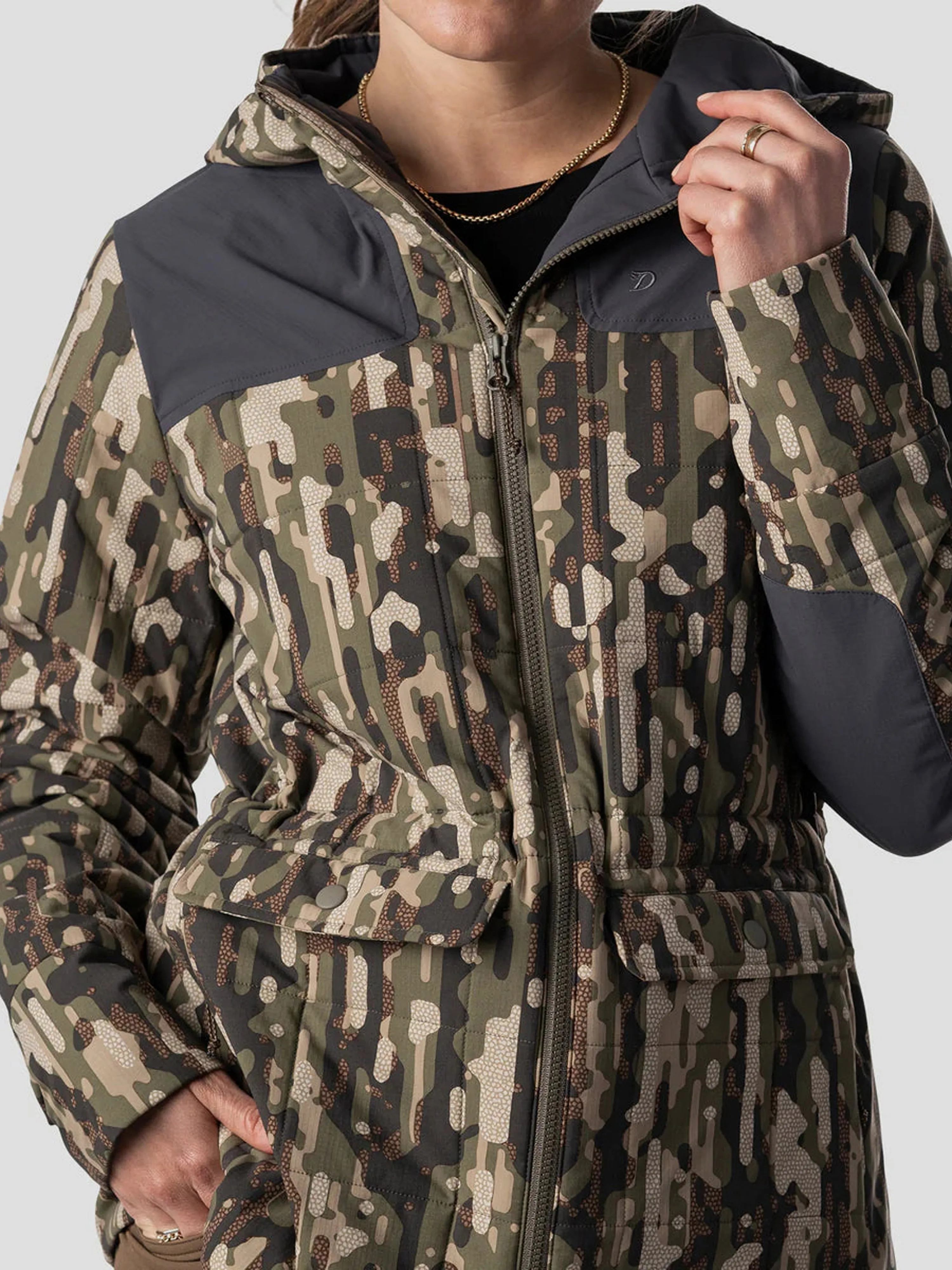 W's Airflow Insulated Hoodie - Charcoal/Woodland